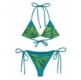 Recycled Triangle Bikini Monstera green/teal Tie Bikini Set » earlyfish