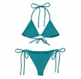 Triangle Bikini made from rPET Monstera green/teal » earlyfish