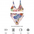 High Waist Bikini with colourful tropical fishes print made from rPET » earlyfish
