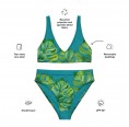 Monstera green/teal Print recycled high-waisted Bikini with SPF 50+ » earlyfish