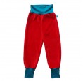 Kids Essential Organic Cotton Plush Trousers Red/Teal | bingabonga