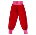 Kids Essential Organic Cotton Plush Trousers Red/Pink| bingabonga