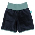 Navy Pull-on Organic Cotton Nicki Shorts with Waistband in Light Teal » bingabonga