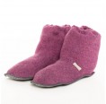 Bed Shoes in Fluffy Loden Pure New Wool, berry » nahtur-design