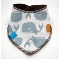 Reversible Baby Bandana Organic Cotton & Plush Cute Whale Print Light Brown | bingabonga