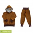 Styling-Tip Kids Essential Organic Cotton Plush Trousers Brown + Hoodie Whales | bingabonga