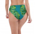 Mix & Match Recycled High Waist Bikini Briefs Monstera green/teal - back view » earlyfish
