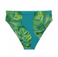 Back view - Monstera green/teal recycled high-waisted Bikini Briefs » earlyfish