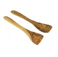 2 Spatula, perforated & without holes made of Olive Wood