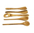 5-piece Olive Wood Cooking Spoon & Spatula Set - Olivenholz erleben
