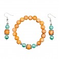 Eco Jewellery Set Olive Wood & turquoise Beads » D.O.M.