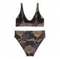 Elegant recycled high-waisted Bikini Tropical Black - back view » earlyfish