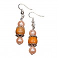Eco Earrings V23 Olive Wood & Rose Beads » D.O.M.