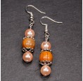 Olive Wood Earrings V23 with rose beads » D.O.M.