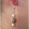 D.O.M. Earrings V23 Olive Wood & Rose Beads