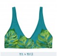 Mix & Match Recycled padded Bikini Top Monstera green/teal Alloverprint » earlyfish