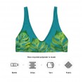 Monstera green/teal Alloverprint Recycled padded Bikini Top made from rPET » earlyfish