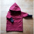 Baby Rain Jacket with wool cuffs, EtaProof organic cotton, berry | Ulalue