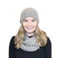Alpaca Matching Set Loop Scarf & cable-knit Hat, beige | Albwolle
