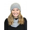 Alpaca Matching Set Loop Scarf & cable-knit Hat, grey | Albwolle
