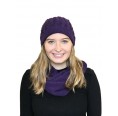 Alpaca Matching Set Loop Scarf & cable-knit Hat, purple | Albwolle