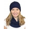 Alpaca Matching Set Loop Scarf & cable-knit Hat, navy | Albwolle