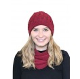 Alpaca Matching Set Loop Scarf & cable-knit Hat, red | Albwolle