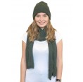 Alpaca Matching Set Beanie Hat & Scarf, green, women | Albwolle