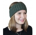 Alpaca Pure Colour cable-knit Head Band, green | Albwolle