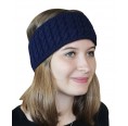 Alpaca Pure Colour cable-knit Head Band, navy | Albwolle