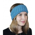 Alpaca Pure Colour teal cable-knit Head Band | Albwolle