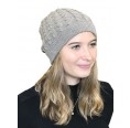 Alpaca wool cap cable-knit for women, grey | Albwolle