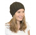 Alpaca wool cap cable-knit for women, brown | Albwolle