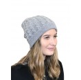 Alpaca wool cap cable-knit for women, grey | Albwolle