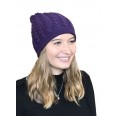 Alpaca wool cap cable-knit for women, purple | Albwolle