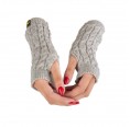 Alpaca Wrist Warmer Arosa for women, silver cable-knit | AlpacaOne