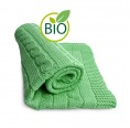 Cable Stitch Eco Baby Blanket of organic cotton - green