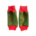 Eco Fulling Baby Gauntlets with contrasting cuffs olive-red | Ulalue