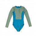 One Piece Swimsuit longsleeve UPF 50+ Khaki/Blue ECONYL® » earlyfish