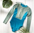 earlyfish Long Sleeve Bathing Suit Khaki/Blue ECONYL®