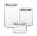 Set of 3 stackable glas jars for food with bioplastic lid » BioFactur