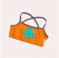Eco Bikini Top for Girls Orange with Starfish & UV protection 50+