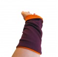 Organic cotton fingerless sleeves for girls & women, aubergine/orange | bingabonga