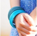 Fairtrade Bangle ART Turquoise handmade from recycled cotton paper » Sundara