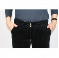 Black Bootcut Corduroy Trousers, Organic Cotton, detail | bloomers