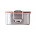 Stainless Steel Lunchbox Wood Snack with Clip Lock & Beech Wood Lid » Tindobo