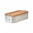 Tindobo - Stainless Steel Lunchbox Wood Snack with Beech Wood Lidverschluss & Buchenholzdeckel