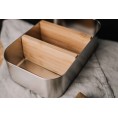 Safe Jungle Picnic Stainless Steel Lunch Box with airtight Bamboo Lid, optionally with bamboo divider » Tindobo