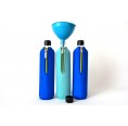 Glass Bottle Set Blue3+ in neoprene sleeve & Bioplastic Funnel