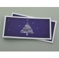 Christmas Card blue with English Tag Cloud Christmas Tree | eco-cards